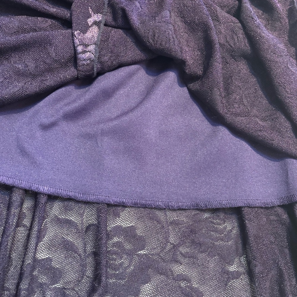 NEW Connected Apparel Dress Size 12 Midi Deep Purple Floral Lace Asymmetrical - Picture 12 of 16